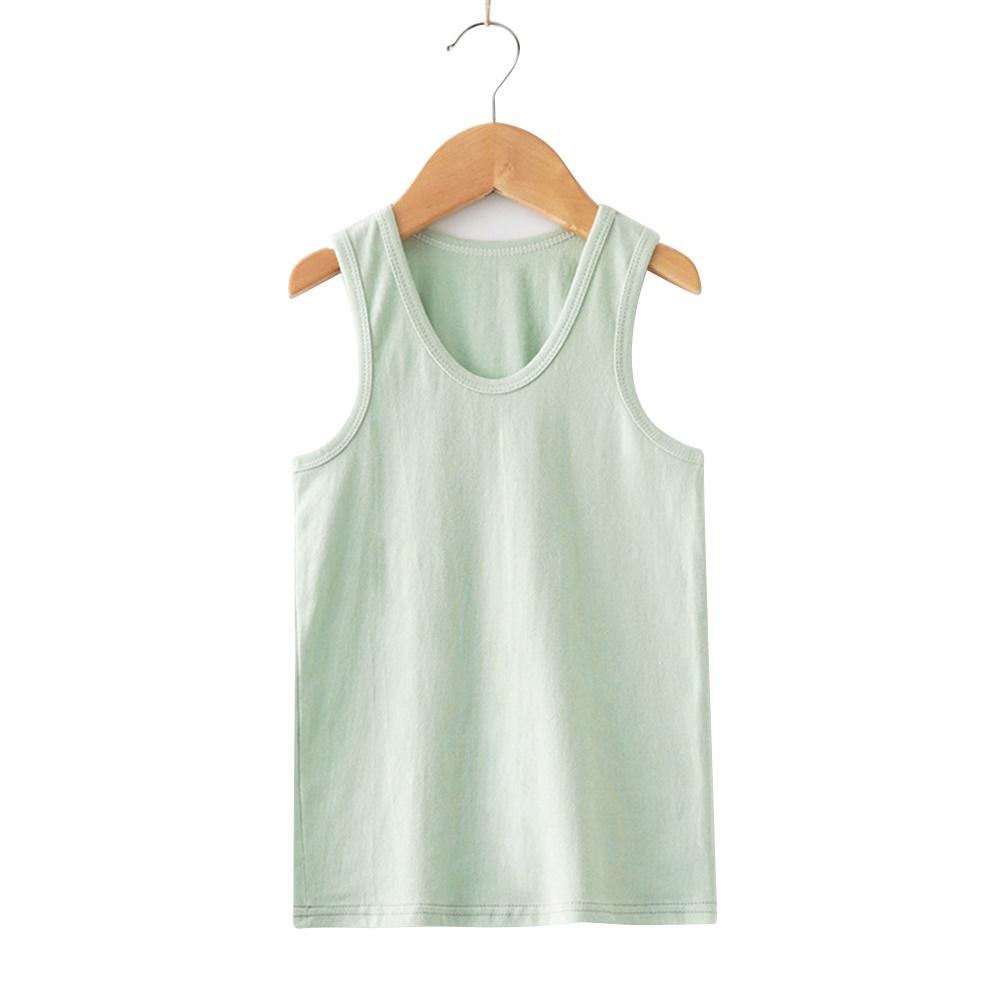 Vêtements d'été pour enfants, gilet pour garçons et filles, col rond, couleur unie, t-shirt confortable en coton