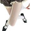 Bowknot Twist Stripe Jacquard Sheer Pantyhose With Breathable Lace Design Solid Color Hollowout Fishnet Tights for Women