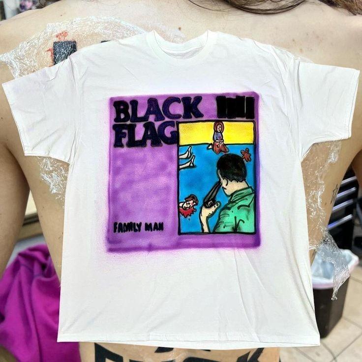 Black Flag Family Man airbrush Tshirt Unisex Gift Fan SG294 Unisex T-Shirt XXXXL