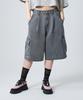 UNKNOWN PLANET Bermuda Wide One-Pleat Washed Cargo Shorts Vintage Grey