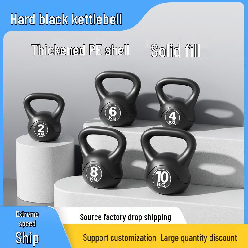 Black Kettlebell for Men & Women Home Fitness - Strength Training Equipment