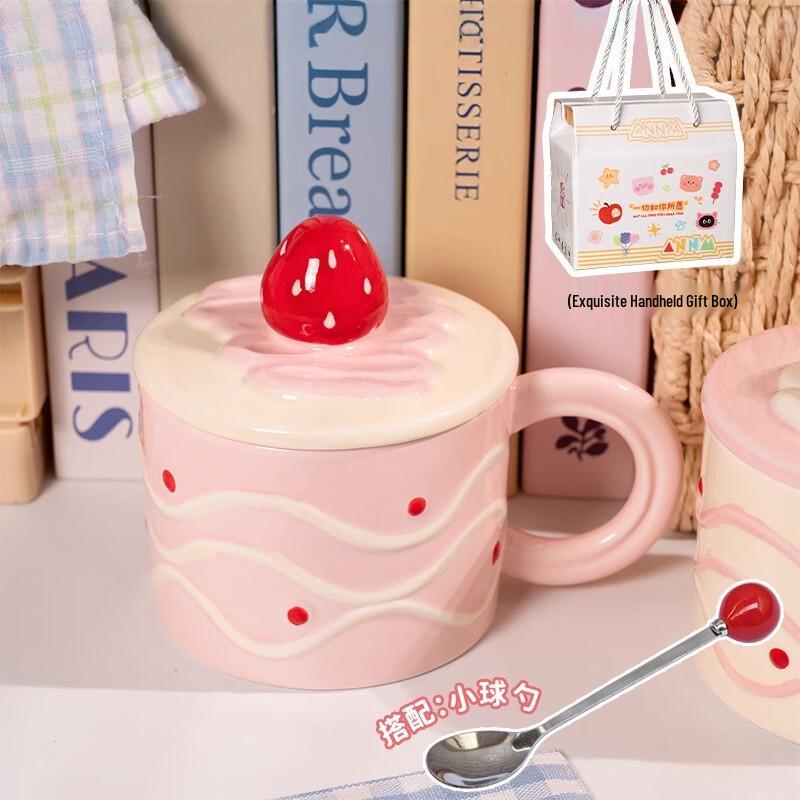 

Strawberry Ceramic Mug with Lid