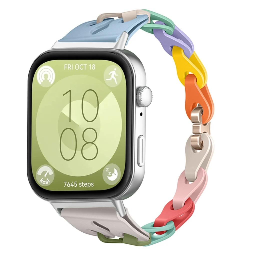Silicone Chain Strap For Huawei Watch Fit 4 3 2 1 Wristband Bracelet Adjustable Band 18mm 20mm Replacement Strap