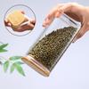 Transparent Glass Storage Jar for Grains & Dried Fruits - Large Capacity, Square & Sealed, Food-Grade Quality.
