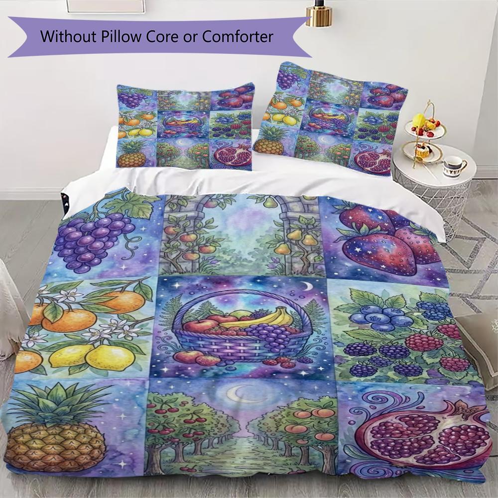

Watercolor Fruits Pattern Bedding uilt Set uilt Cover Pillowcase Home Decoration Birthday Gift (1 * duvet cover + 2 * pillowcase without core)3 135x200cm