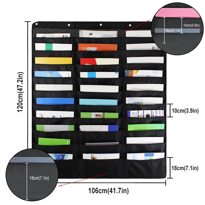 Multi-Pocket Storage Hanging Bag Large Capacity Wall Mounted File Organizer Pocket Chart for Home Office