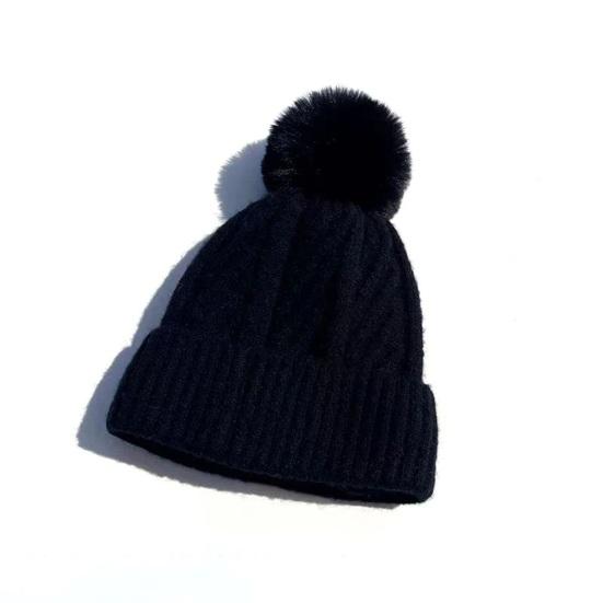 Women Fall Winter Hat Thickened Knitted Soft Elastic Warm Anti-slip Ear Protection Plush Ball Decor Twisted Pattern Outdoor Beanie Cap
