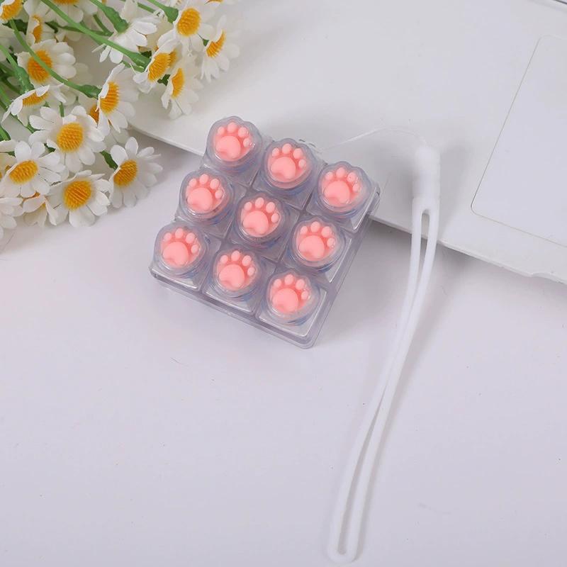 Cat Paw Silicone Fidget Keychain Mechanical Keyboard Button Pop It Stress Relief Toy Bag Charm Cat Lover Gamer Gift