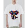 Colorful Elephant Pattern T Shirt Black Psychedelic Animal Print Unisex Casual Wear For Men Women Streetwear Fashion Top