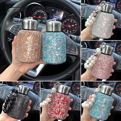 Stainless Steel Insulated Tumbler 300ml With Sparkling Rhinestone Design Portable Vacuum Cup Women Girls Office Car Outdoor