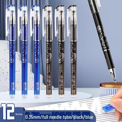 Erasable 0.35mm Gel Pen, Crystal Blue-Black, Easy-Wipe, Ideal for Students