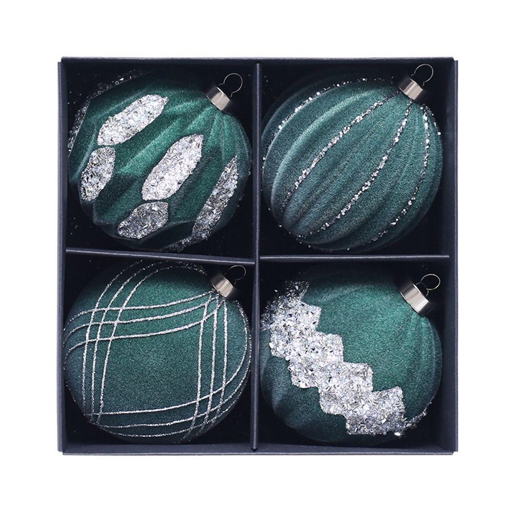 

4pcs Red Green Christmas Velvet Balls Pendant 10cm Christmas Tree Ornaments Holiday Festival Decor темно-зеленого