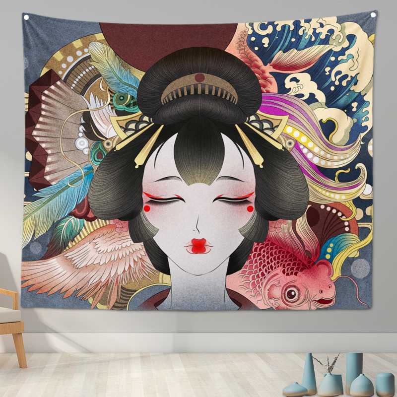 Ukiyo-e Japanese Print Tapestry Wall Cloth Cushion Bedroom Hanging Home Decoration Living Room Background Cloth Tapiz