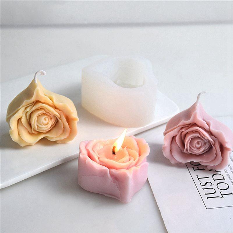 2X Rose Heart Candle Silicone Mold DIY Flowers Shaped Candle Making Soap Resin Mold Craft Valentine's Gifts