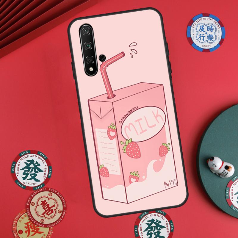 Cute Strawberry Milk Box For Huawei Nova 5T 10 9 SE 7i 8i 11i 12i Y73 Y90 Y70 Y72 Y61 Y91 P60 Pro P30 P40 Lite Case