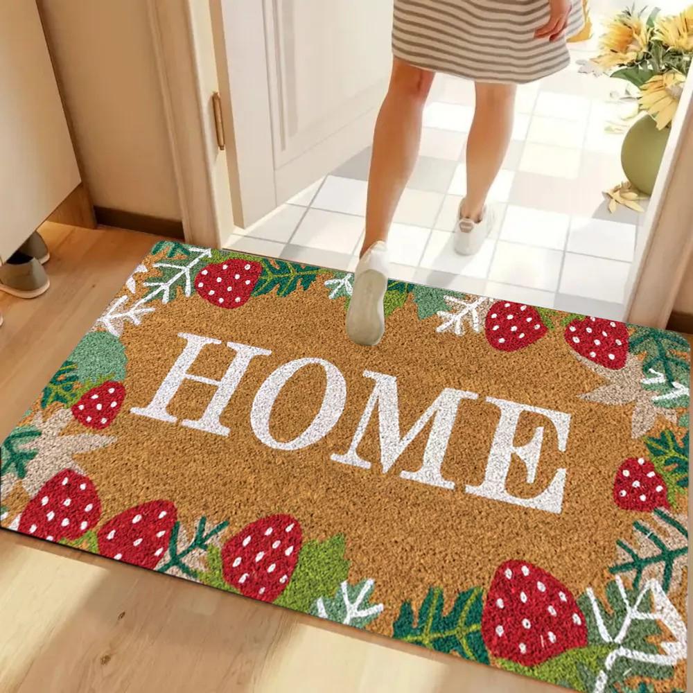 Welkom Thuis Vloerkleed Mat Tapijt Gezellig Warm Huisdecoratie met Bruin Groene Tint voor Entree Woonkamer Deurmat 30x50cm