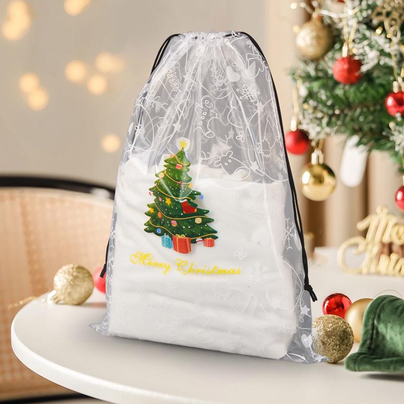Happy New Year Red Drawstring Gift Bag - Festive Ornament Packaging 30*40