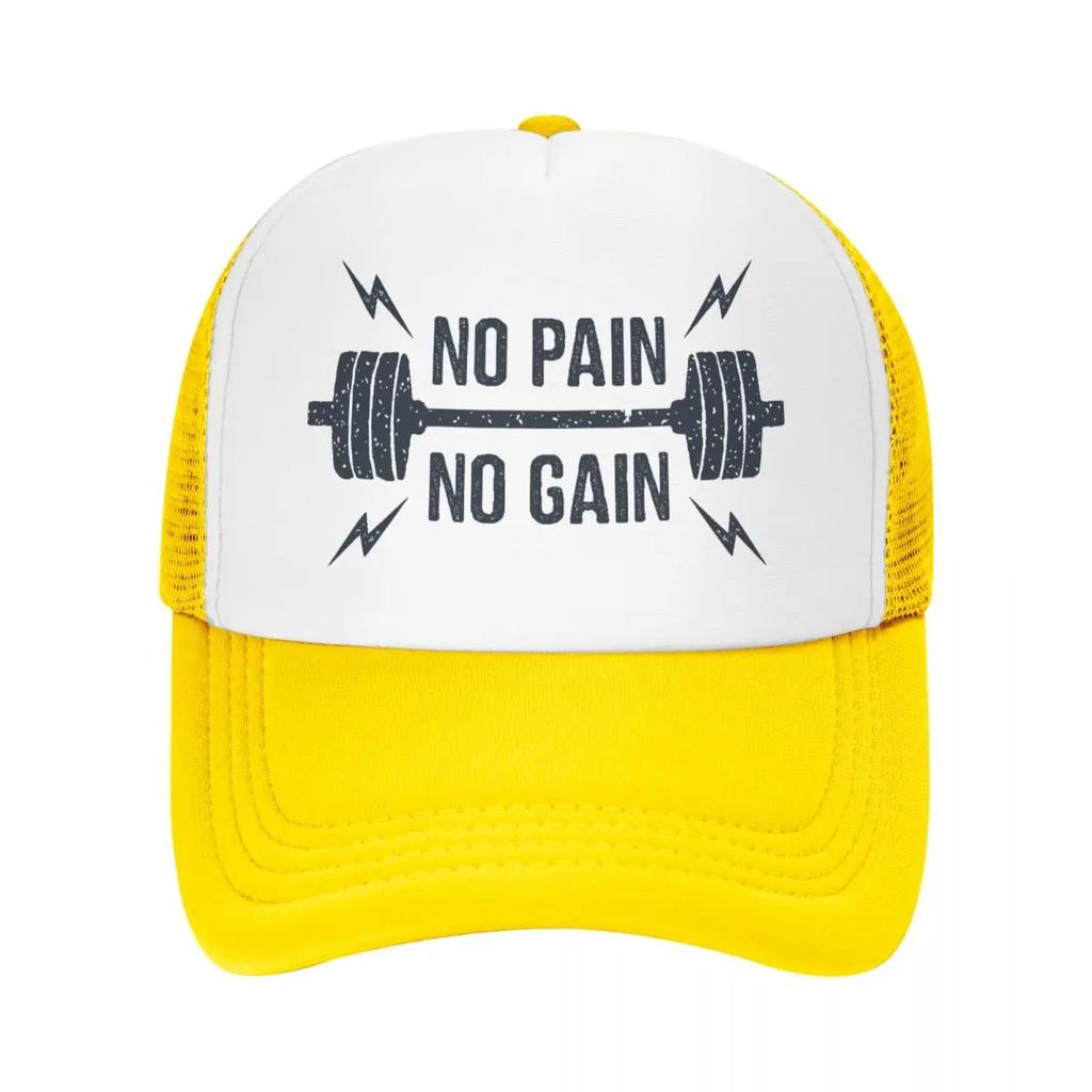 Custom No Pain No Gain Gym Motivational Quote Trucker Hat Adult Bodybuilding Workout Adjustable Baseball Cap Sports Trucker Cap