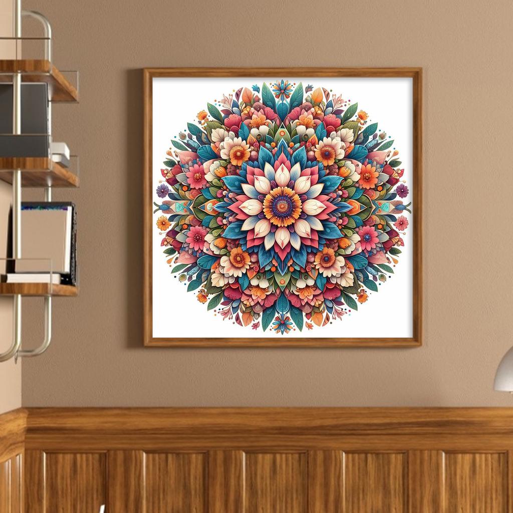 Mandala Full 11CT DIY Gestempelte Kreuzstich-Sets 15,75x15,75 Zoll Handarbeits-Stickset für Anfänger Erwachsene Heimdekoration