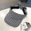 Small Plaid Removable Bow Empty Top Hat Children Summer Cycling Sun Protection Sun Hat Sports Mountain Climbing Sun Hat