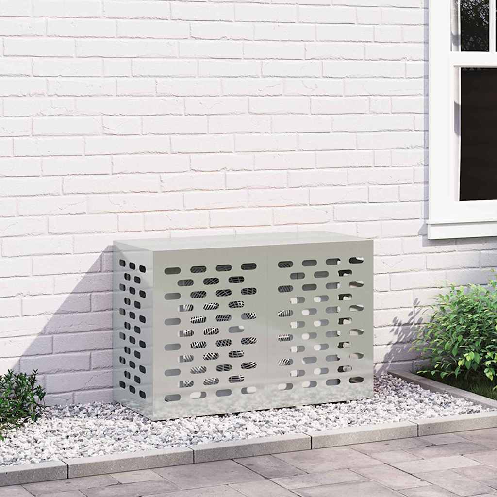 vidaXL Klimaanlagenabdeckung Silber 90 x 40 x 60 cm Verzinkter Stahl silber
