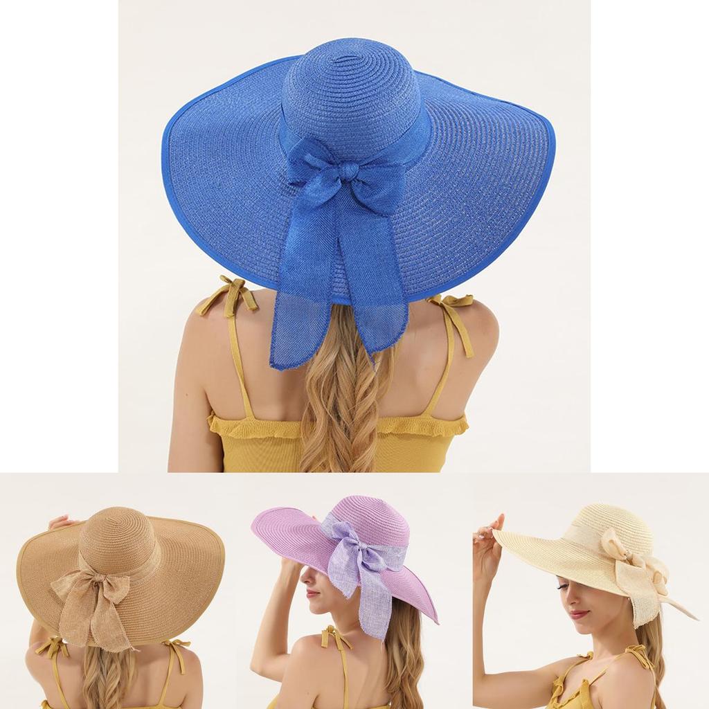 Large Edge Straw Hat With Sun Protection For Women Summer Beach Fashion