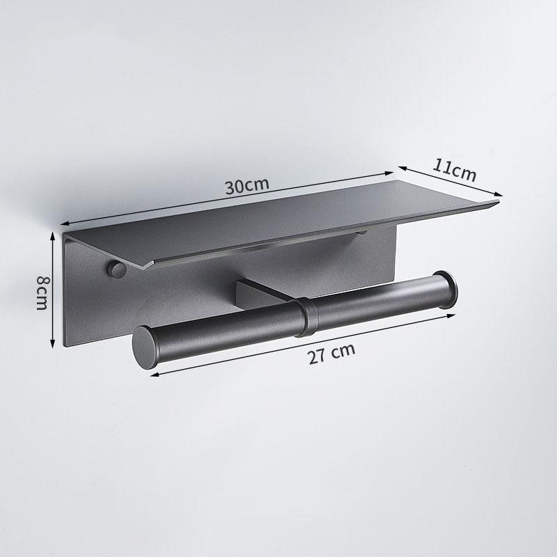 Gray/Black Aluminum Bathroom Paper Towel Holder Toilet Roll Paper Wall Mount Phone Holder Shelf Towel Roll Shelf Accessories