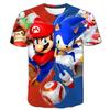 2025 MINISO Summer T-shirt  Super Mario Bros T-shirt Kids Harajuku Fashion Casual T-Shirt Boy Girls Polyester Boys Girls Short Sleeve