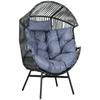 Rattan-Sessel, Outdoor-Sessel, Garten-Sessel, PE-Rattan, 89 cm x 75 cm x 143 cm, Grau+Schwarz