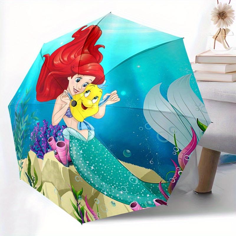 1pc Mermaid Adventure: Automatic Opening/Closing Umbrella with Portable Tri-Fold Design, 8-Rib Iron Frame - Outdoor, for Fans, Travelers, Ev
