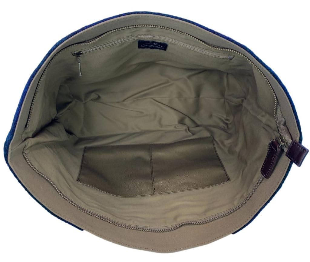 [Natur und Entwicklung] Harris Tweed und Paraffin-Canvas-Tragetasche mit Lederaccessoire und Reißverschluss oben (WG2422-RDC)