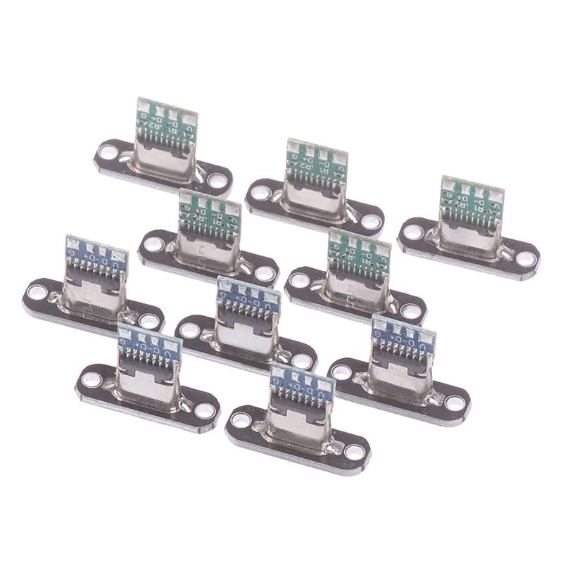 5Pcs Usb 3.1 Type C Socket With Screw Fixing Plate Type-C Usb Jack 3.1 Type-C 2Pin 4Pin Female Connector Jack Charging Port