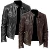 Men's Leather Jacket Standing Collar Biker Leather Jacket Jacket
