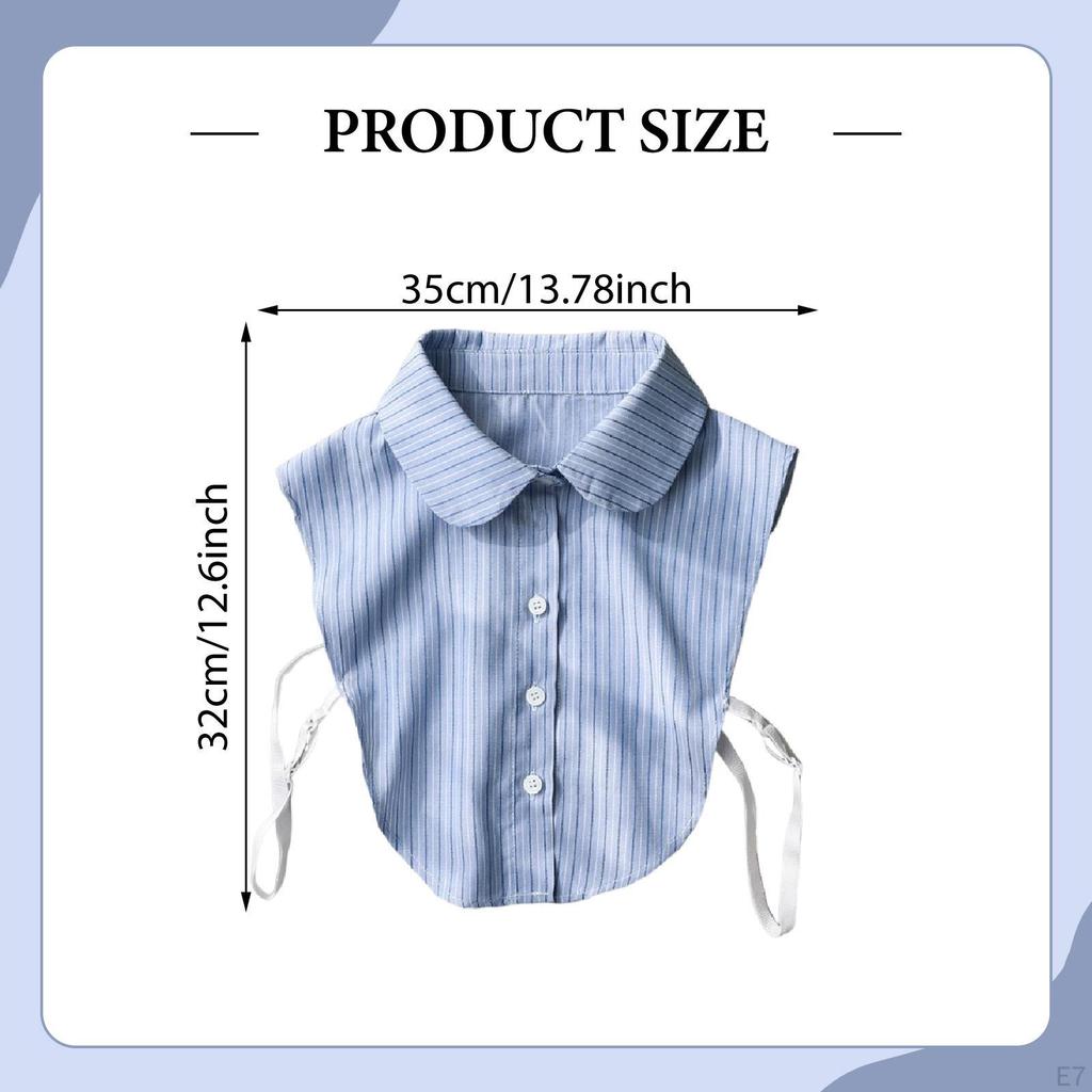 Fake Neck Blue Striped Accessories Detachable Dickey
