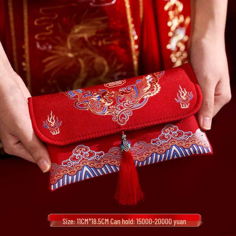 High-End Chinese Wedding Red Envelope Bag for 10,000 Yuan, New Style Cloth Art Design, Perfect for Parents' Address Change Gift