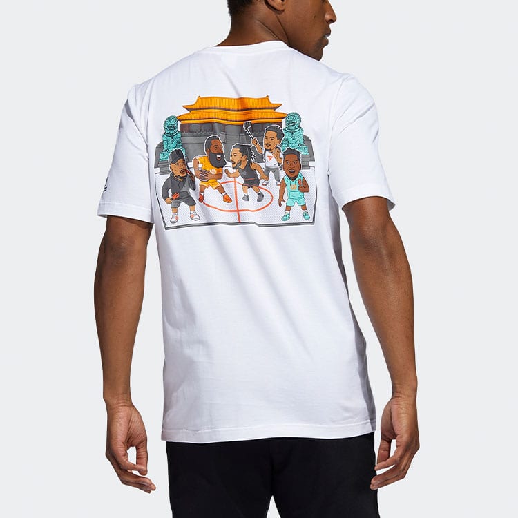 adidas T Shirts Men's White Crew Neck Moderate Straight Fit GU6287