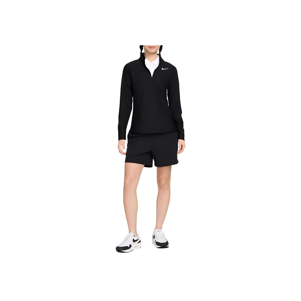 Nike Dri-FIT ADV Quarter-Zip Solid Breathable Long Sleeve T-Shirt Women Tops Black FD5628-010