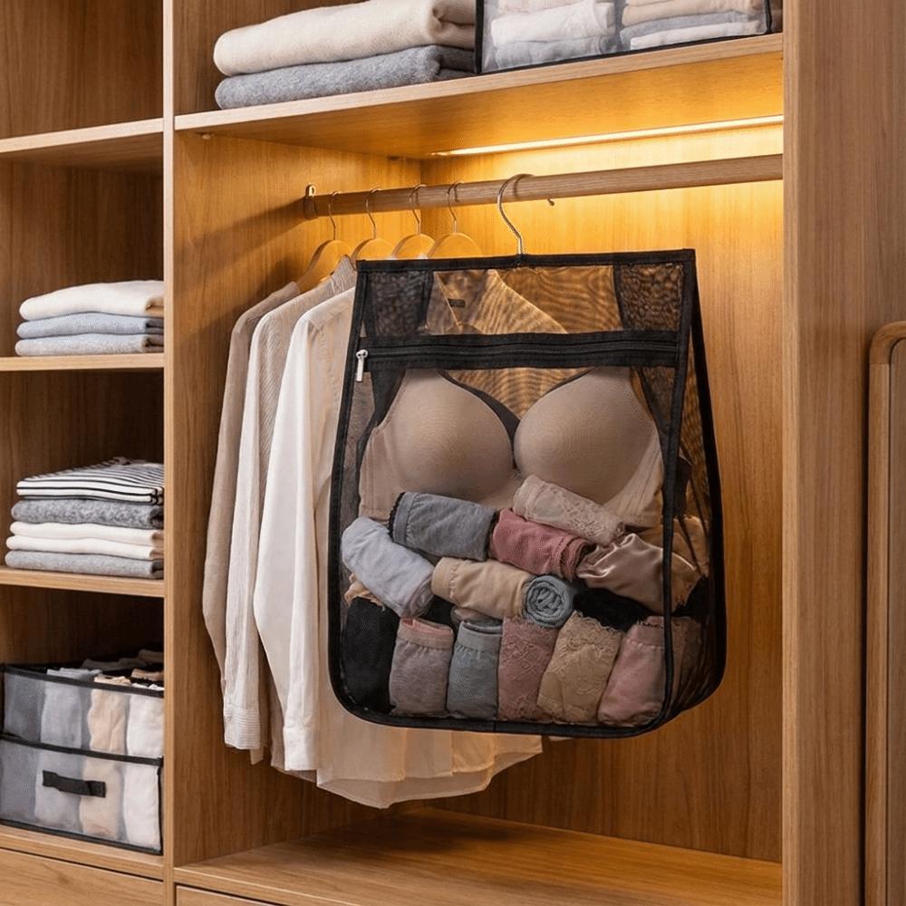 Large Capacity Mesh Clothespin Bag Zipper Closure Clothespin Hanging Bag for Home