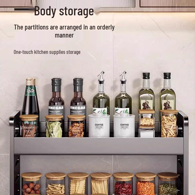 Wall-Mounted 3-Tier Kitchen Spice Rack with 5 Jars