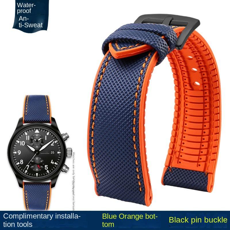 20mm 22mm 23mm 24mm Nylon Rubber Bottom Waterproof Watch Band for Longines IWC Pilot Mark 18 Seiko Omega Series Watchband Strap