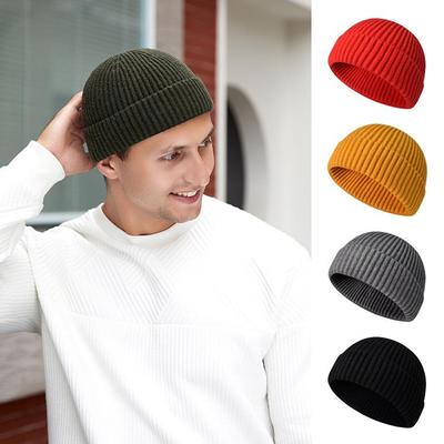 Gorro Melon de Punto de Moda para Hombre - Gorro de Lana Hip-Hop de Cúpula para Otoño/Invierno