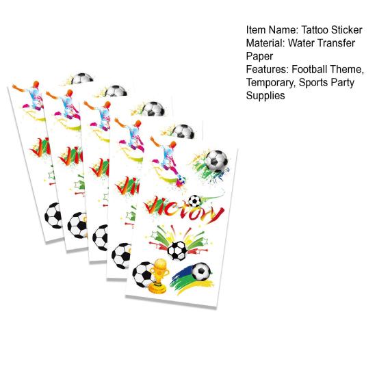 5Pcs Football Temporary Tattoos Men Women Soccer Ball Themed Fake Tattoos Face Sticker Game