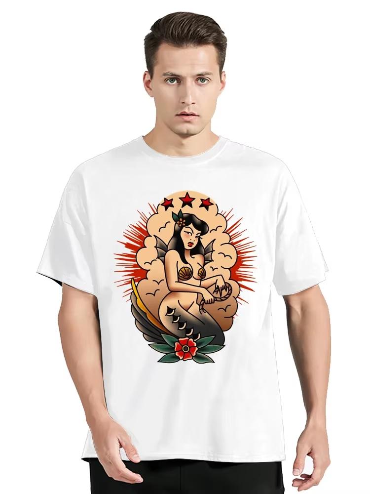 HOT SALE Summer T-shirt Pin Girl Hot Rod Tattoo T-shirt Music Garage Old School V8 US V6 T-shirt Fashion O Collar Unisex T-shirt