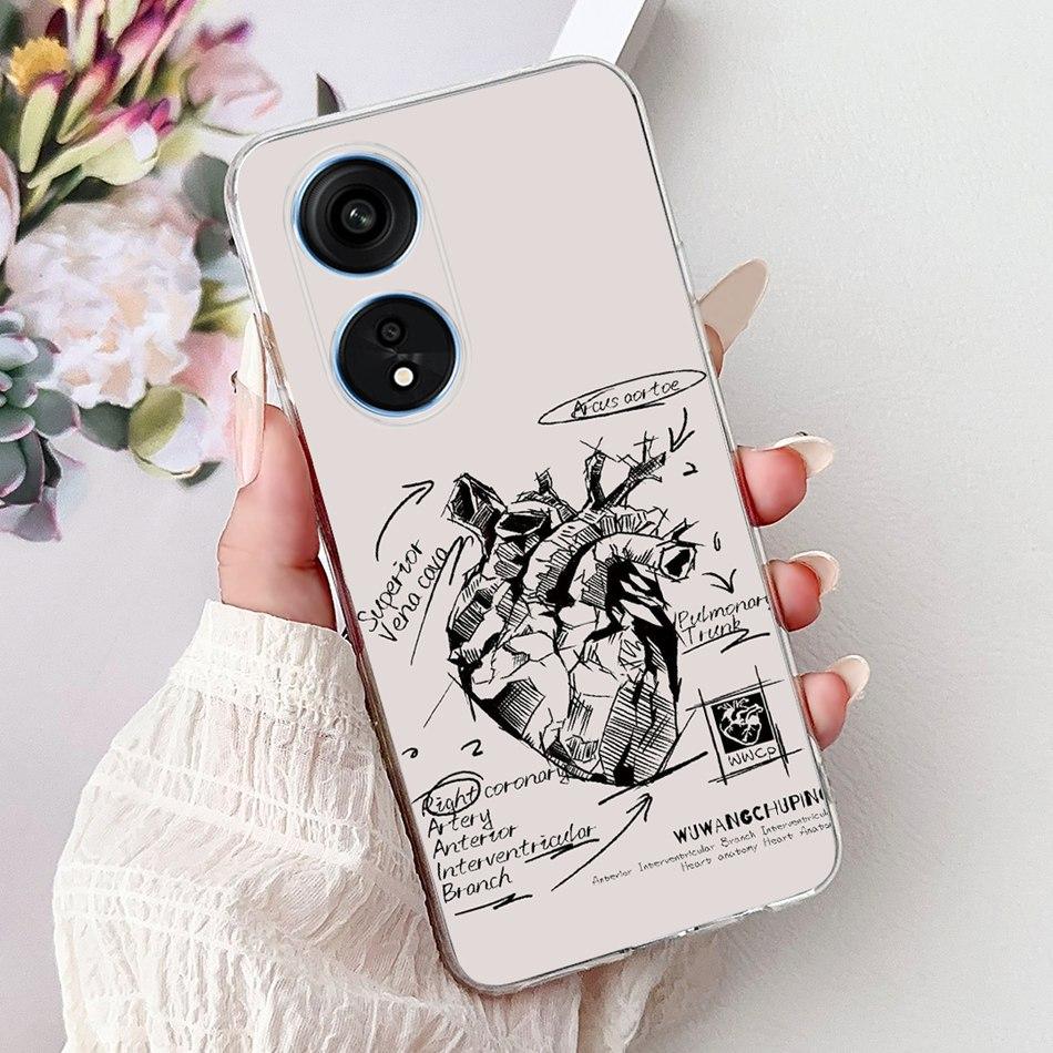 For Oppo Reno8 T Phone Case Reno 8T 5G 4G CPH2481 CPH2505 Elegant Floral Cat Soft Silicone Transparent TPU Lightweight Cases