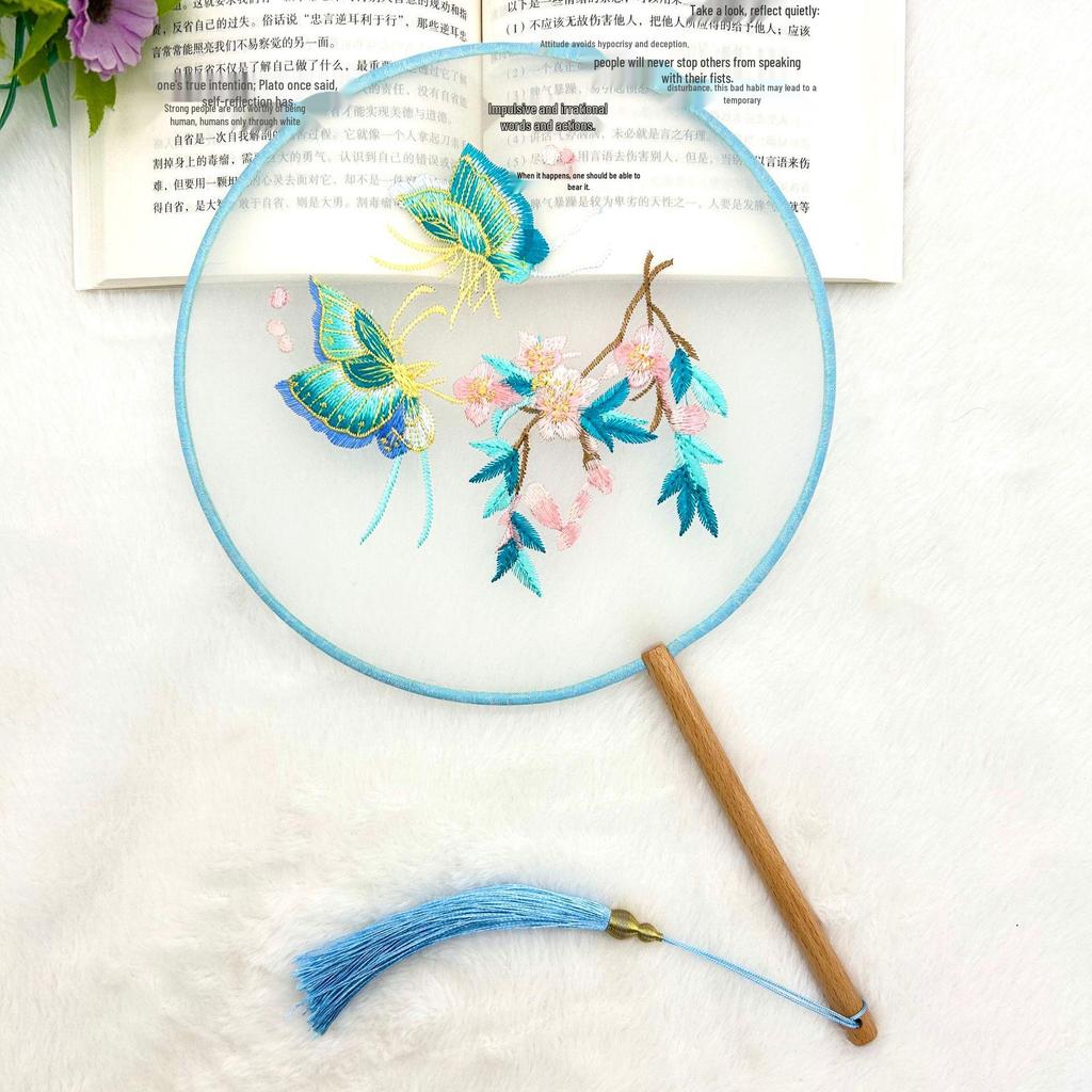 Ancient Style Single-Sided Suzhou Embroidery Dance Fan
