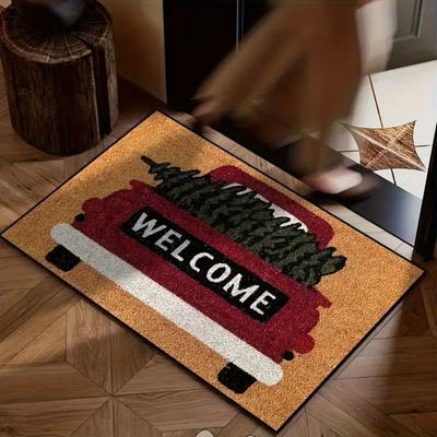 VIKAMA Christmas Car Welcome Doormat Holiday Decor Bedroom Kitchen Floor Mat Indoor Outdoor Entryway Rug Home Decor