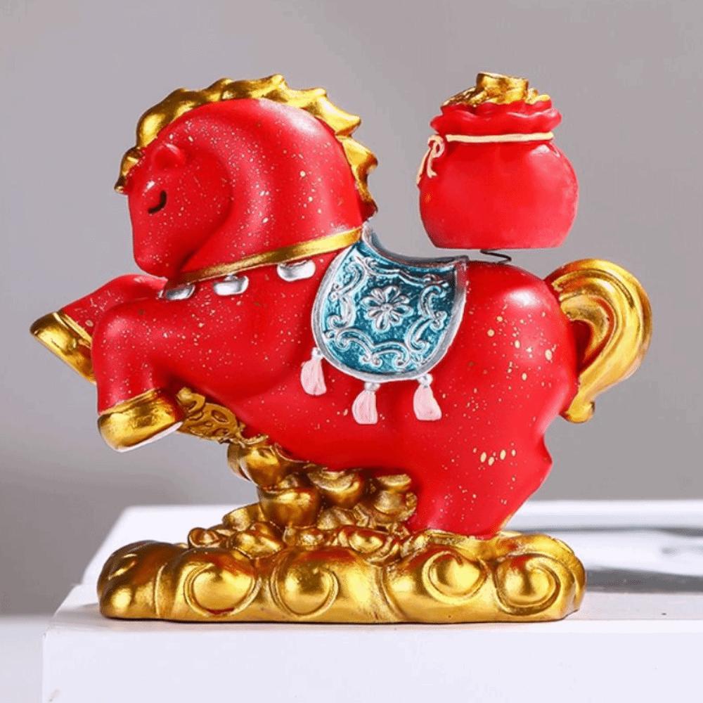 Desktop Ornament New Year Mascot Miniature Resin Zodiac Ornaments Gift Horse Figurine Cabinet