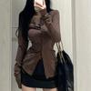 Deeptown Vintage Donna Camicette Stile Coreano Manica Lunga Sexy Top Harajuku Moda Elegante Camicie Femminili Ufficio Signora Estetica