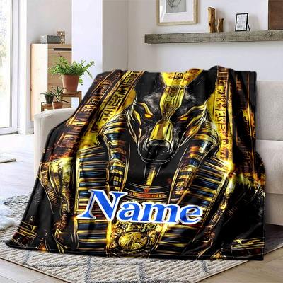 Anubis Guardian Cozy Customizable Blanket Customize Text Comfortable Texture Great For Sofa Couch Office Bed Picnics Four Seasons Multipurpose Modern