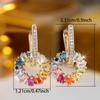 Generous Rainbow Zircon Geometric Circle Drop Earrings for Women Luxury Gold Color Wedding Earrings Party Jewelry Gifts